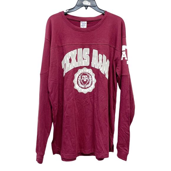 Pressbox Texas A&M Aggies Crewneck Long Sleeve Cotton Shirt Maroon Size XL - Picture 1 of 5
